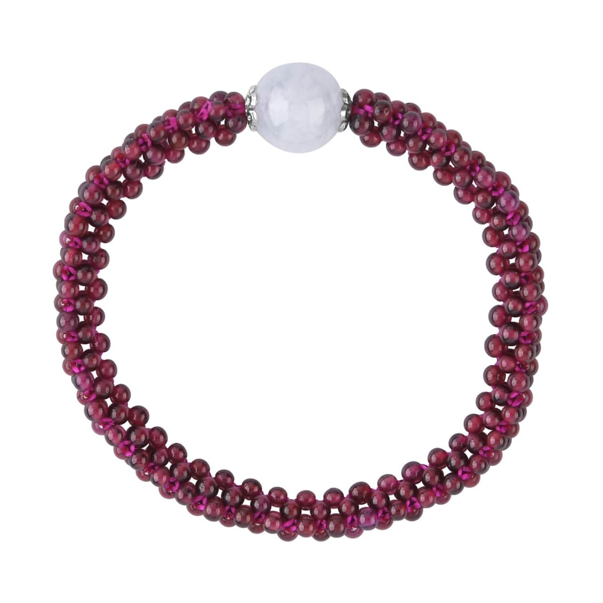 Mangoro Aquamarine and Mozambique Garnet Beaded Stretch Bracelet in Silvertone 99.00 ctw image number 0