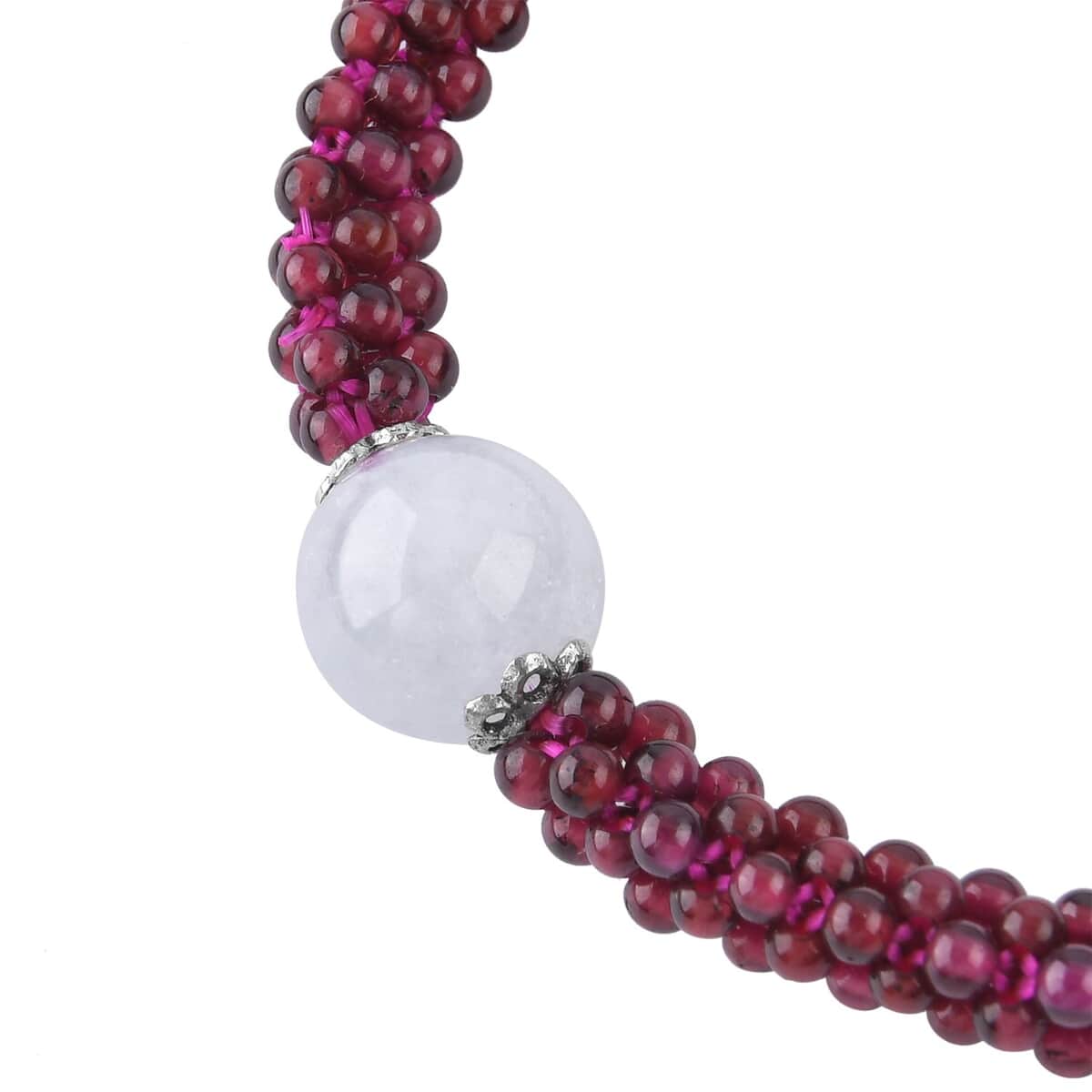 Mangoro Aquamarine and Mozambique Garnet Beaded Stretch Bracelet in Silvertone 99.00 ctw image number 2