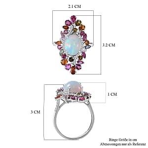 Ethiopian Welo Opal and Multi Gemstone 5.25 ctw Ring in Platinum Over Sterling Silver (Size 6.5)