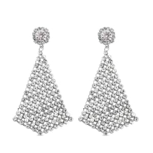 White Austrian Crystal Earrings in Silvertone