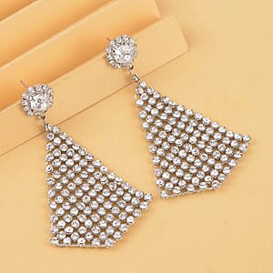 White Austrian Crystal Earrings in Silvertone
