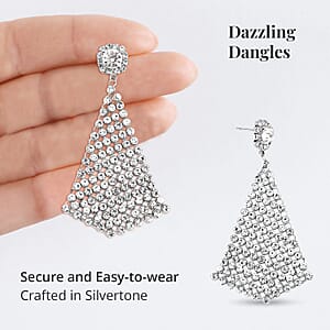 White Austrian Crystal Earrings in Silvertone