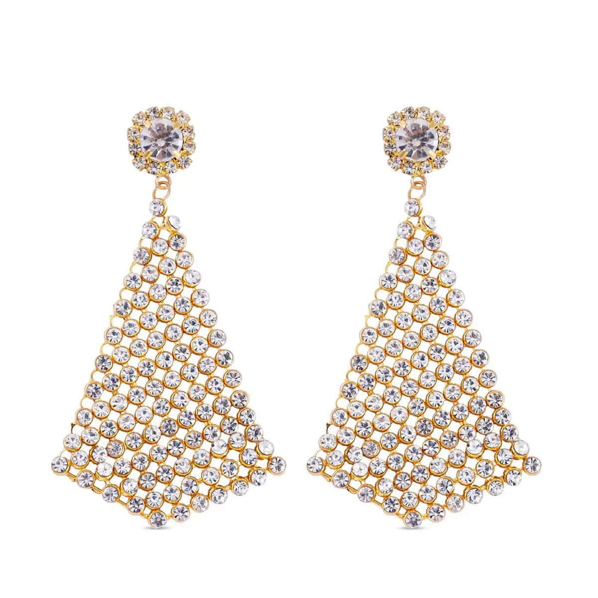 White Austrian Crystal Earrings in Goldtone image number 0