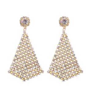 White Austrian Crystal Earrings in Goldtone