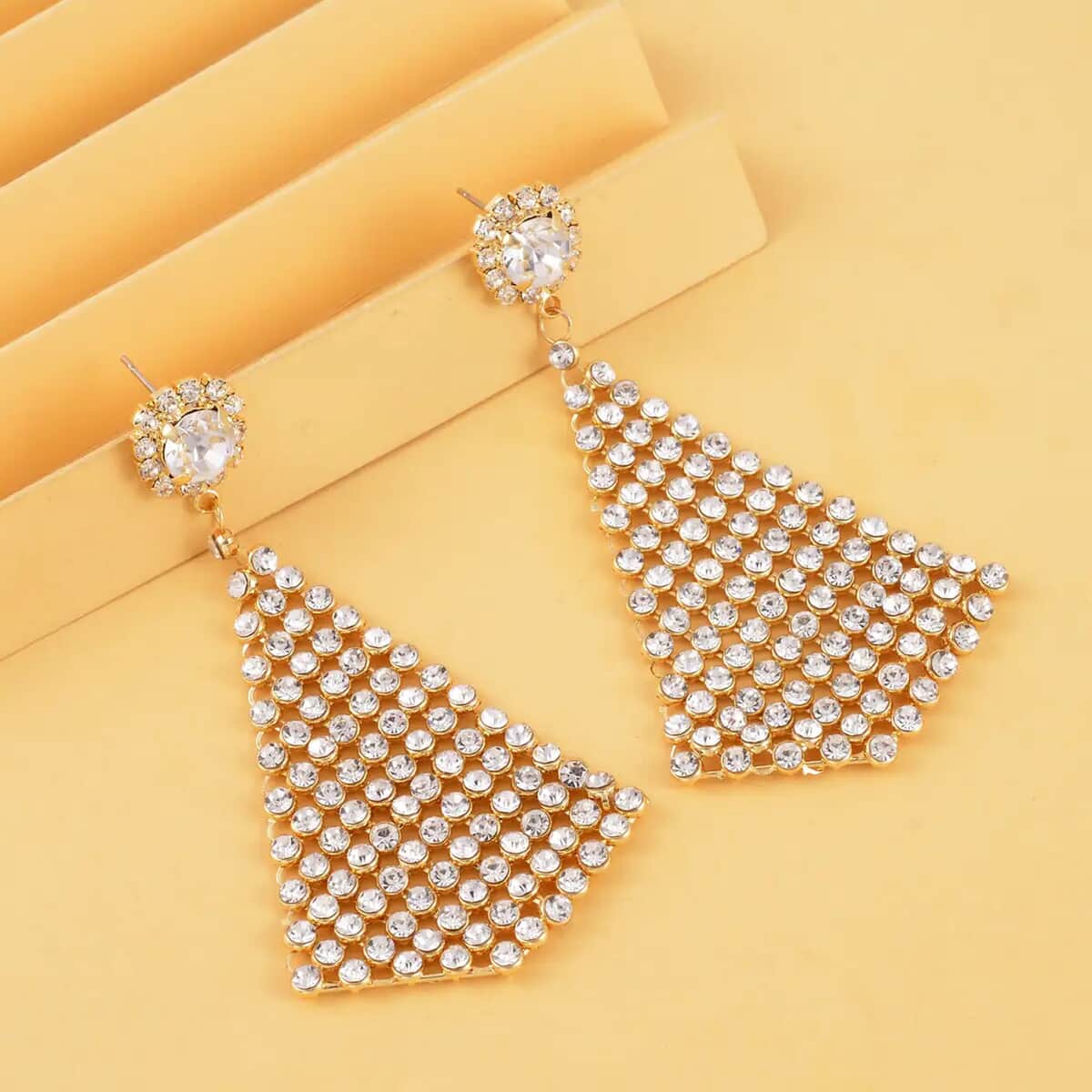 White Austrian Crystal Earrings in Goldtone image number 1