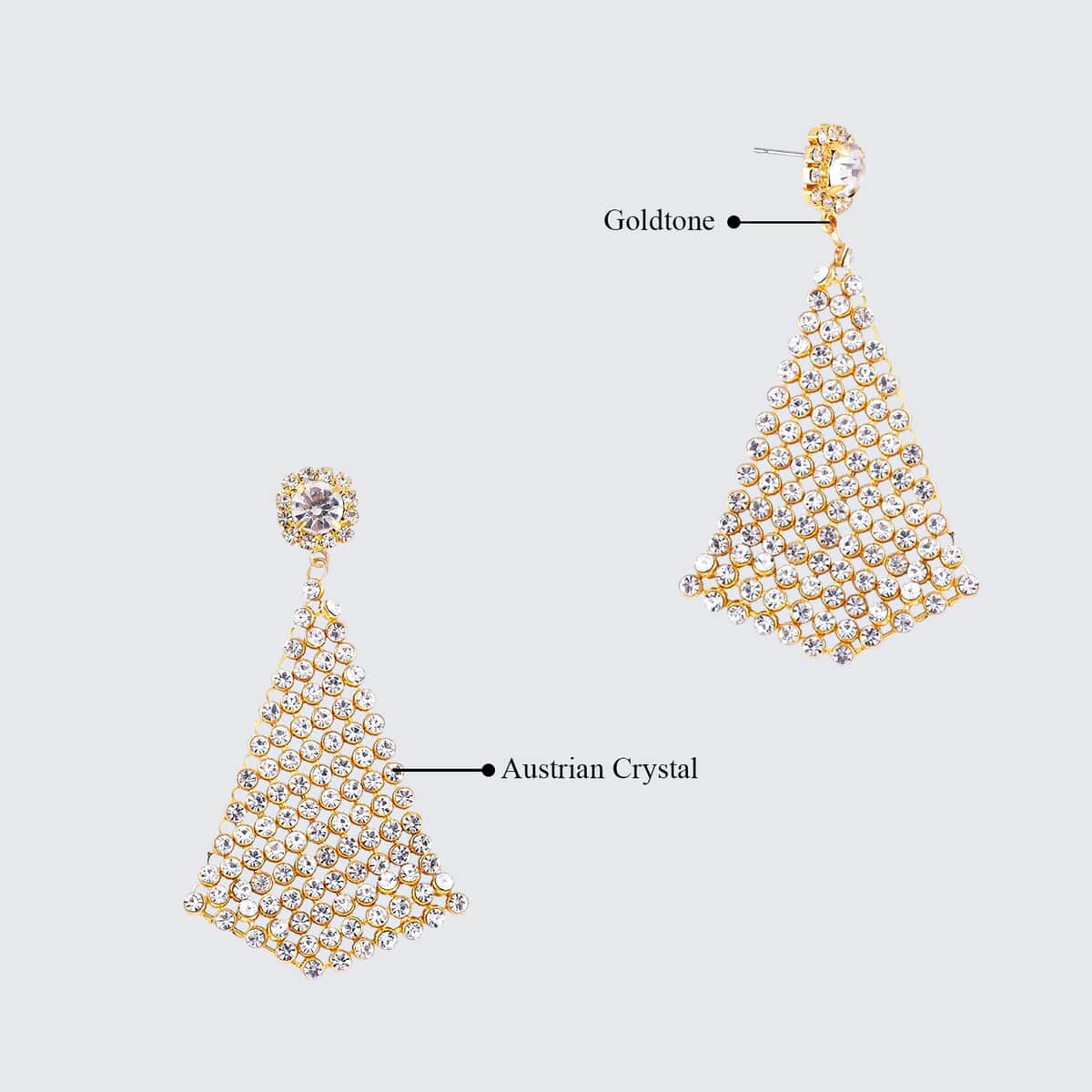 White Austrian Crystal Earrings in Goldtone image number 4