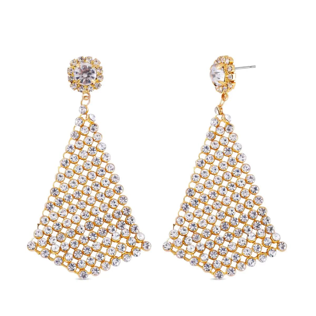 White Austrian Crystal Earrings in Goldtone image number 7