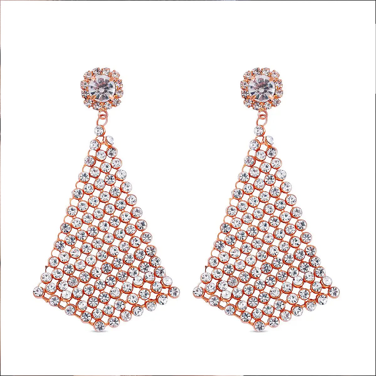 White Austrian Crystal Earrings in Rosetone image number 0