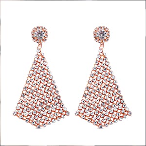 White Austrian Crystal Earrings in Rosetone