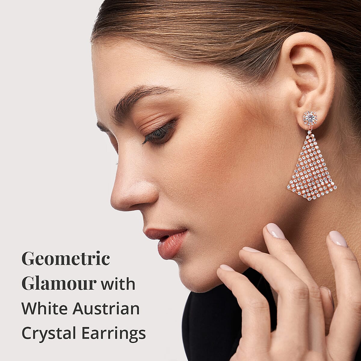 White Austrian Crystal Earrings in Rosetone image number 2