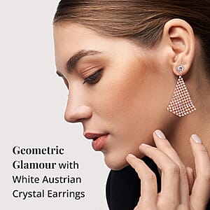 White Austrian Crystal Earrings in Rosetone