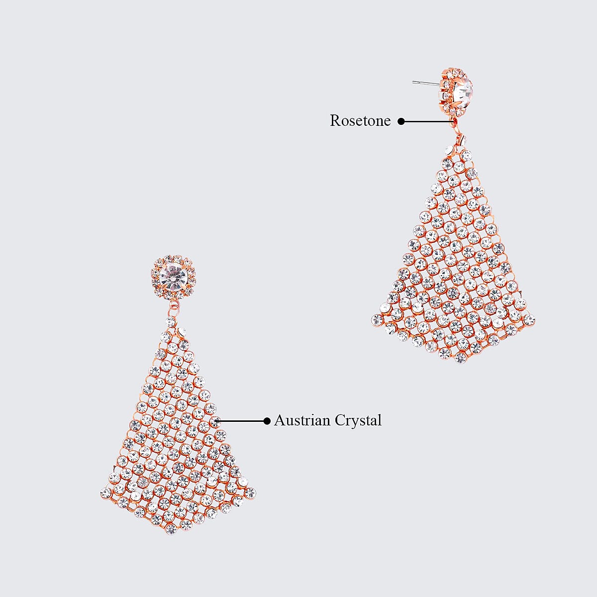 White Austrian Crystal Earrings in Rosetone image number 4
