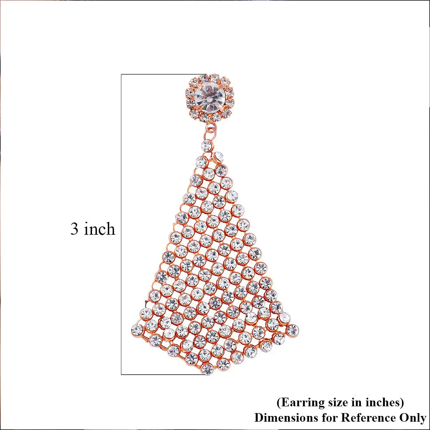 White Austrian Crystal Earrings in Rosetone