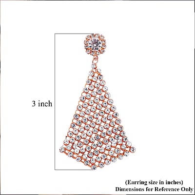 White Austrian Crystal Earrings in Rosetone