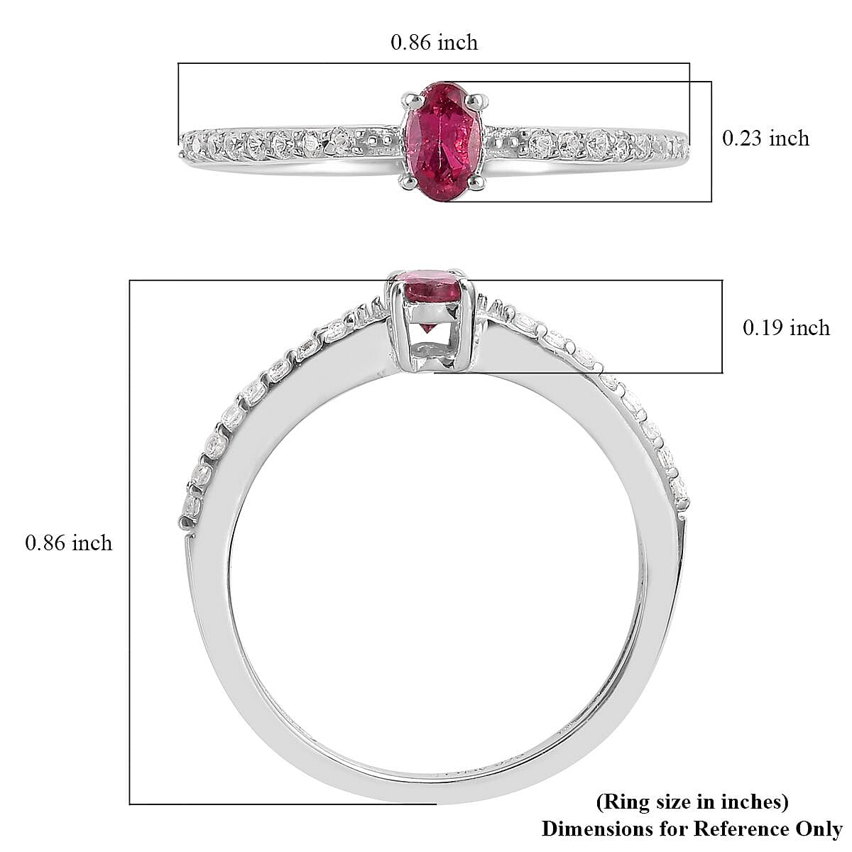 Premium Ouro Fino Rubellite and White Zircon Ring in Platinum Over Sterling Silver 0.40 ctw image number 5