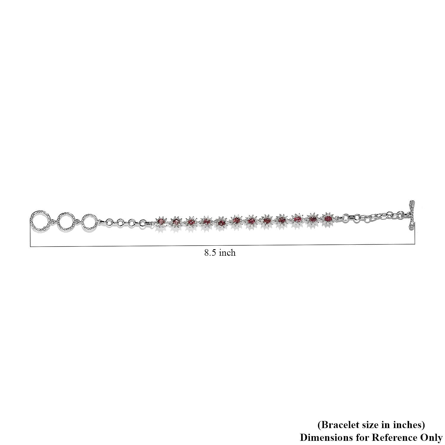 Premium Ouro Fino Rubellite and White Zircon Toggle Clasp Bracelet in Platinum Over Sterling Silver (7.25 In) 3.90 ctw
