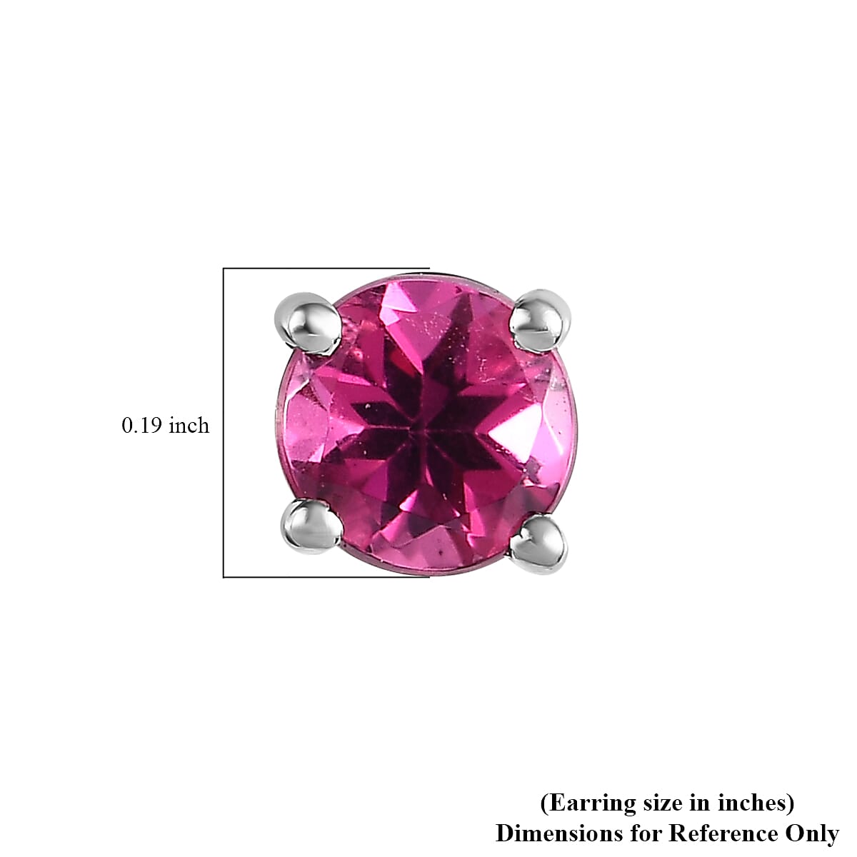 Premium Ouro Fino Rubellite Solitaire Stud Earrings in Platinum Over Sterling Silver 0.50 ctw image number 4