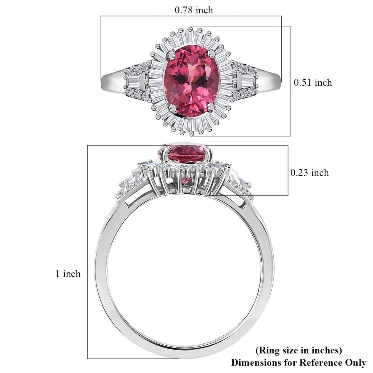 Luxoro 14K White Gold AAA Ouro Fino Rubellite and G-H I3 Diamond Halo Ring 1.75 ctw image number 5