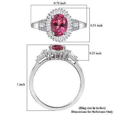 Luxoro 14K White Gold AAA Ouro Fino Rubellite and G-H I3 Diamond Halo Ring (Size 10.0) 1.75 ctw