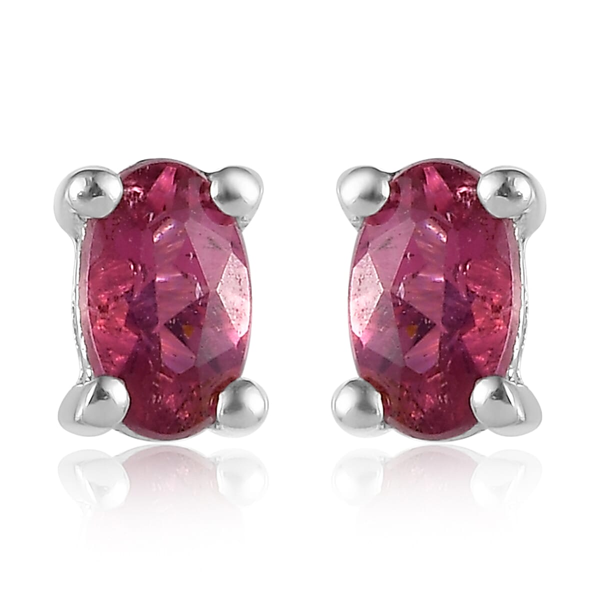 Premium Ouro Fino Rubellite Solitaire Stud Earrings
