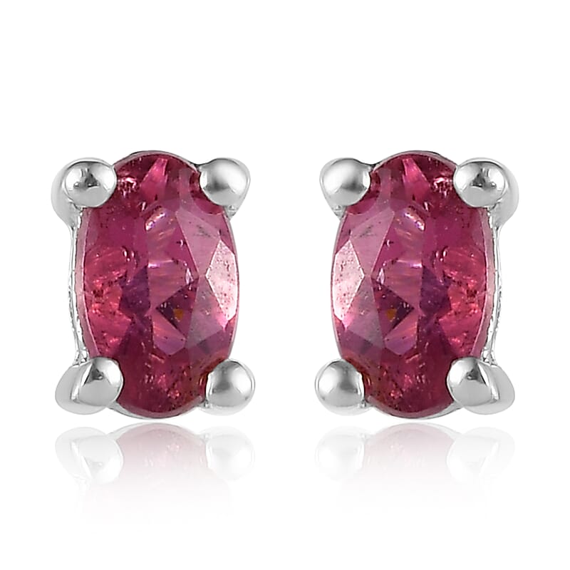 Premium Ouro Fino Rubellite Solitaire Stud Earrings