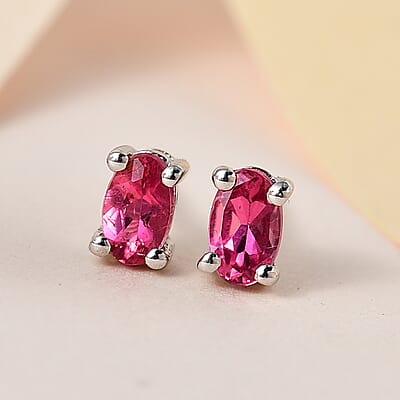 Premium Ouro Fino Rubellite Solitaire Stud Earrings