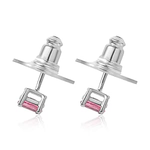 Premium Ouro Fino Rubellite Solitaire Stud Earrings in Platinum Over Sterling Silver 0.50 ctw