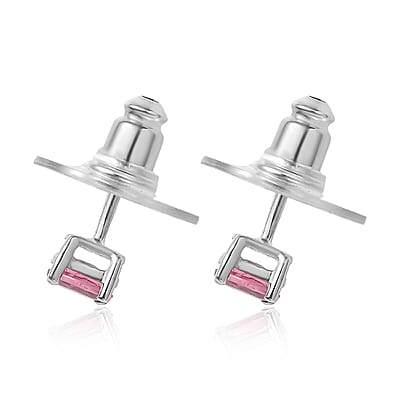 Premium Ouro Fino Rubellite Solitaire Stud Earrings
