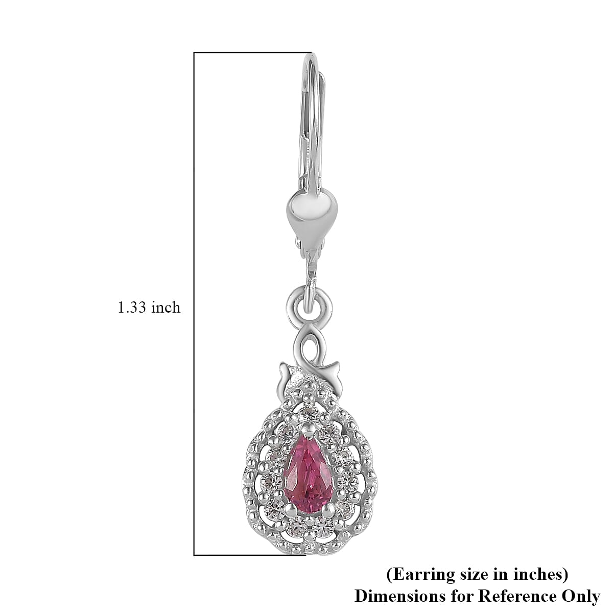Premium Ouro Fino Rubellite and White Zircon Earrings in Platinum Over Sterling Silver 0.85 ctw image number 3