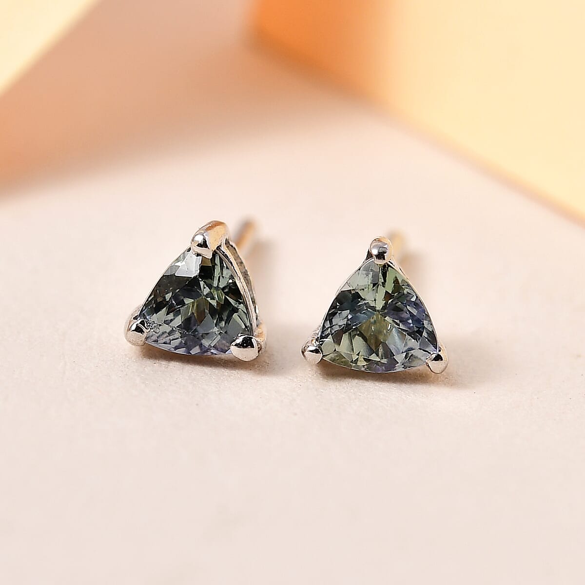 Green Tanzanite Stud Earrings in Platinum Over Sterling Silver 0.50 ctw image number 1