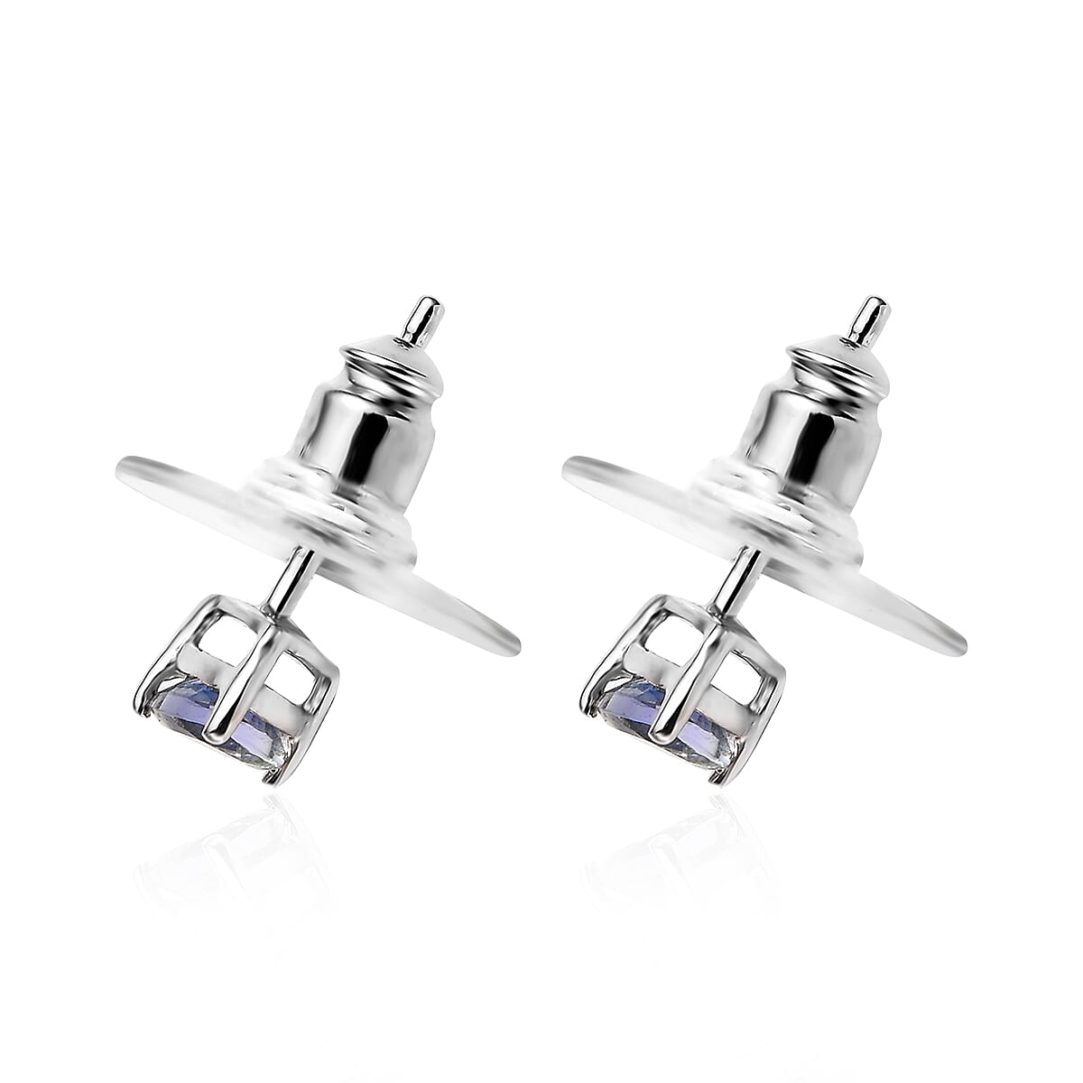 Green Tanzanite Stud Earrings in Platinum Over Sterling Silver 0.50 ctw image number 3