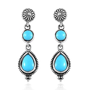 Artisan Crafted Sleeping Beauty Turquoise Dangle Earrings in Sterling Silver 2.00 ctw