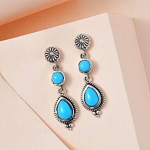 Artisan Crafted Sleeping Beauty Turquoise Dangle Earrings in Sterling Silver 2.00 ctw