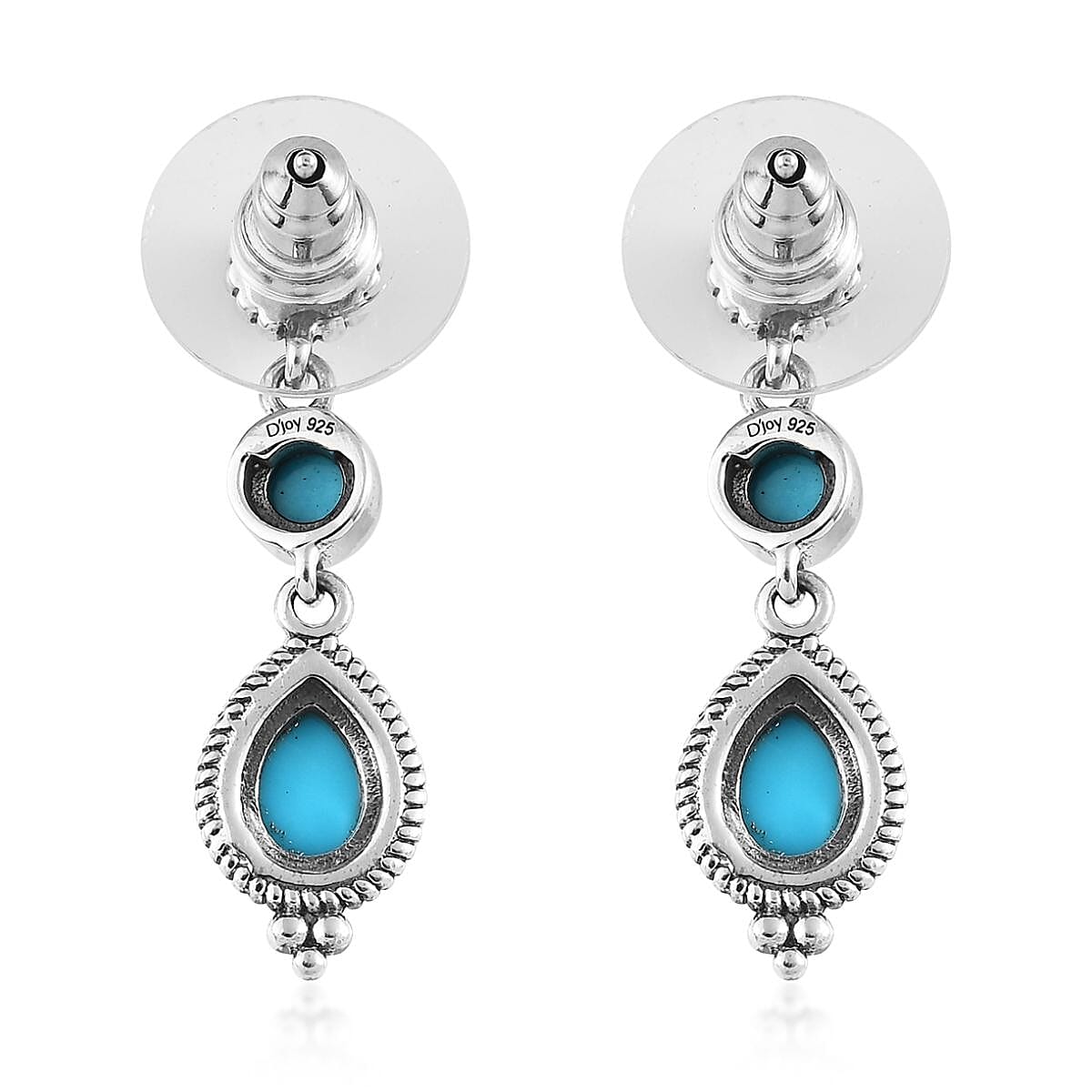 Artisan Crafted Sleeping Beauty Turquoise Dangle Earrings in Sterling Silver 2.00 ctw image number 3