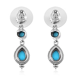 Artisan Crafted Sleeping Beauty Turquoise Dangle Earrings in Sterling Silver 2.00 ctw