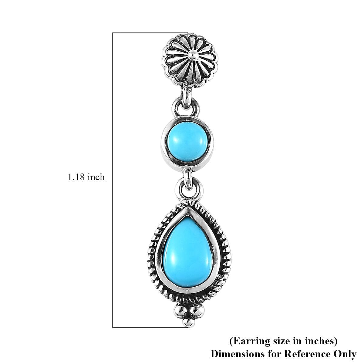 Artisan Crafted Sleeping Beauty Turquoise Dangle Earrings in Sterling Silver 2.00 ctw image number 4