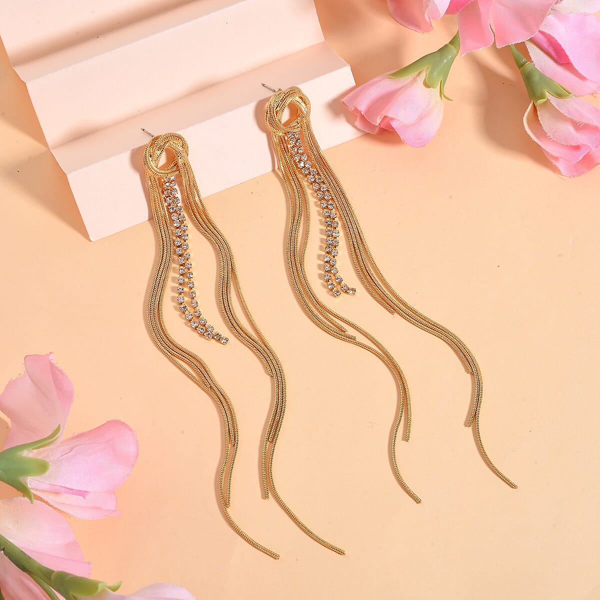 Austrian Crystal Earrings in Goldtone image number 1