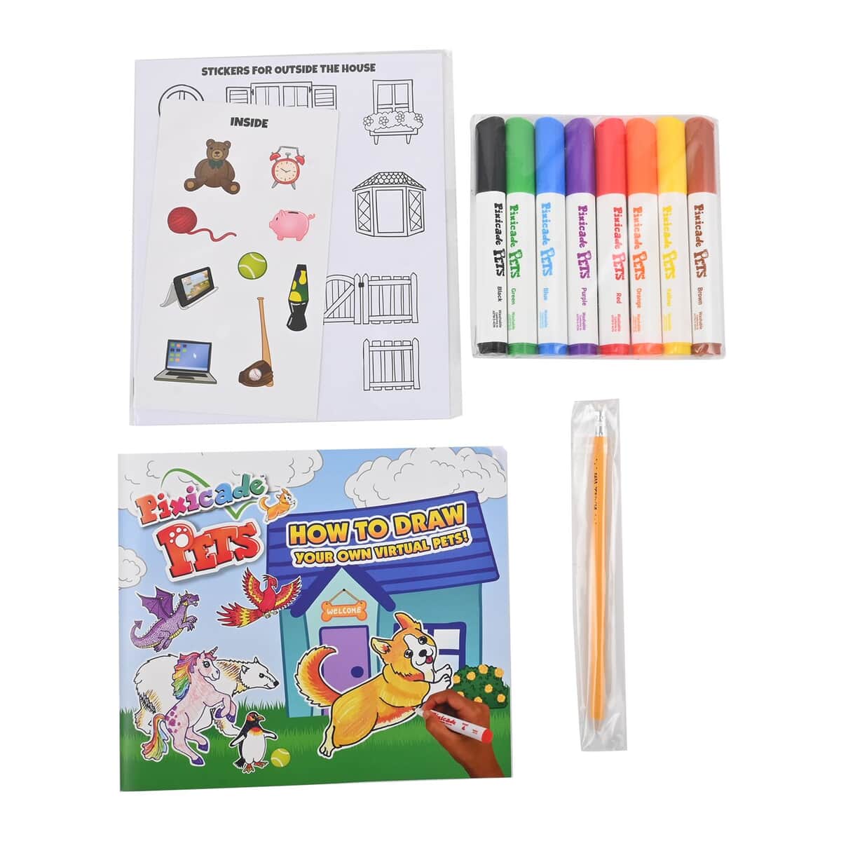 Buy Pixicade Pets Pack- Includes How to Draw Book, 37 Stickers, 8