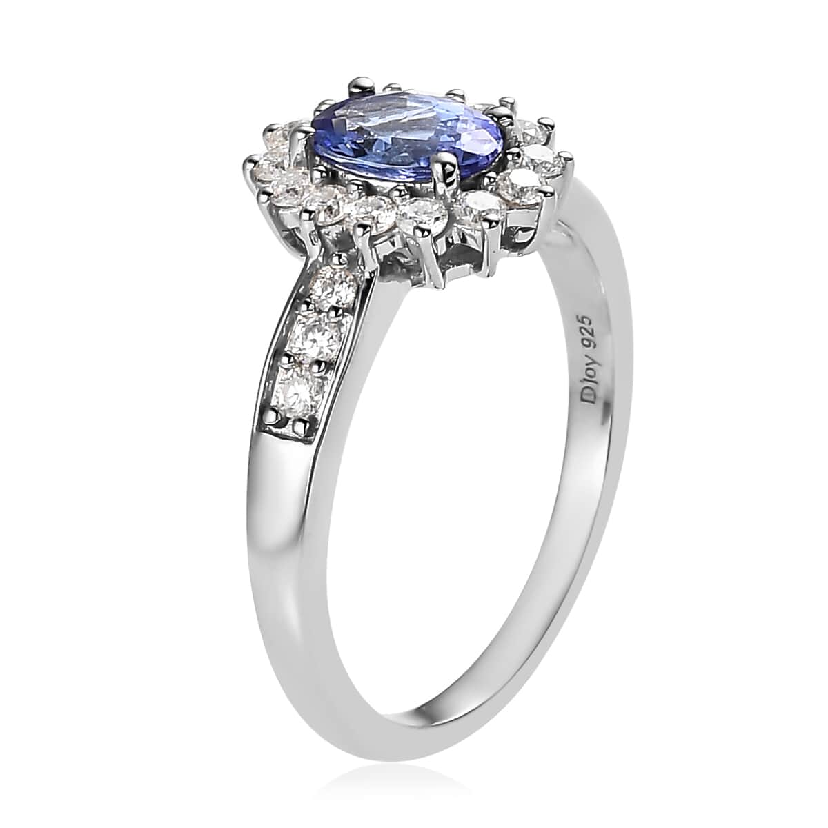 Tanzanite and Moissanite Sunburst Ring in Platinum Over Sterling Silver 1.25 ctw image number 3