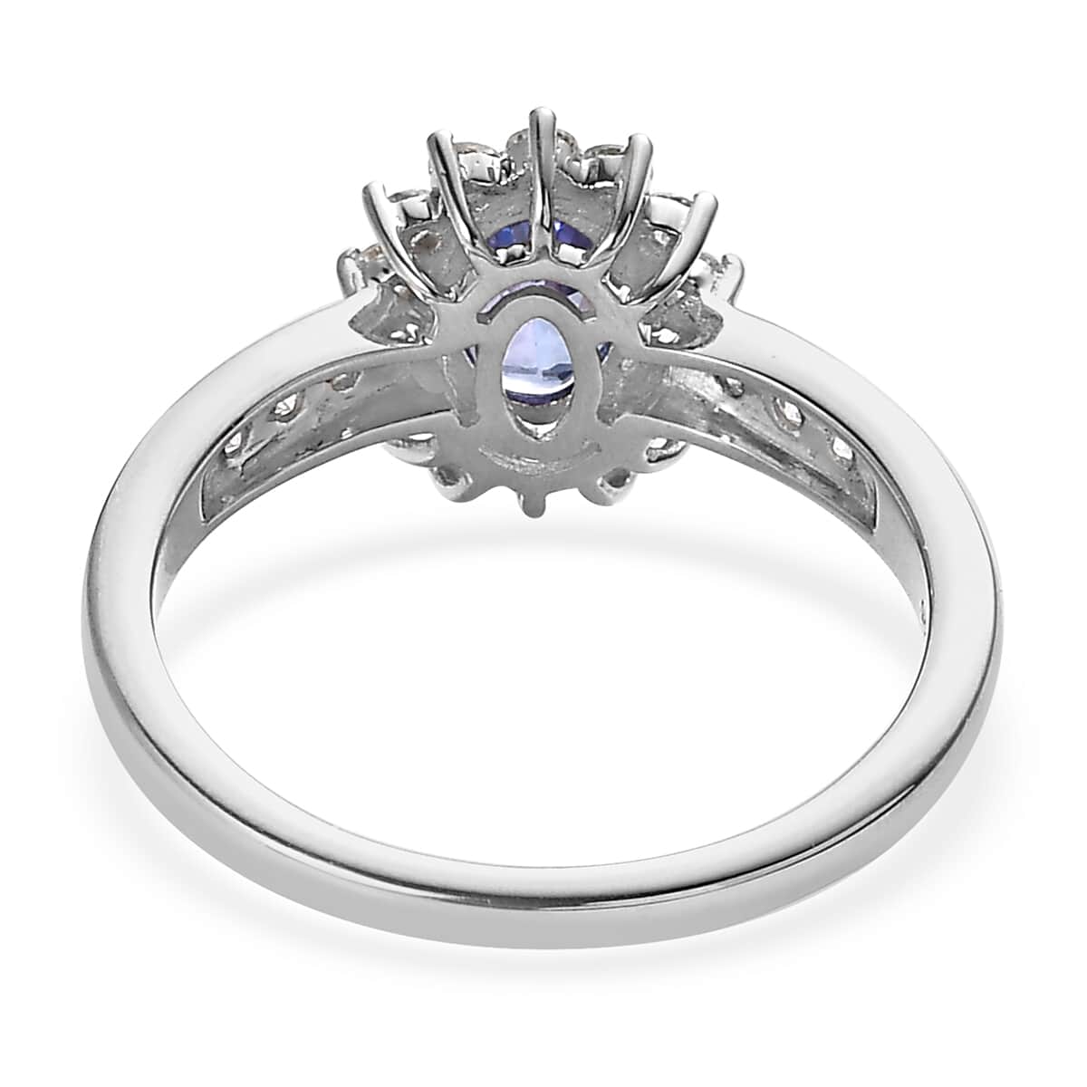 Tanzanite and Moissanite Sunburst Ring in Platinum Over Sterling Silver 1.25 ctw image number 4