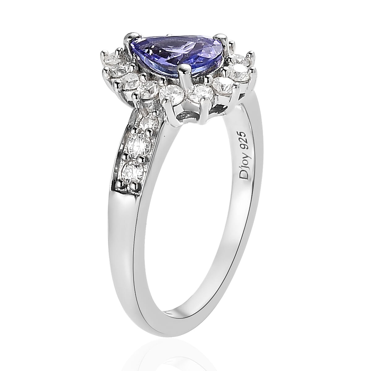 Tanzanite and Moissanite Sunburst Ring in Platinum Over Sterling Silver (Size 7.0) 1.15 ctw image number 3