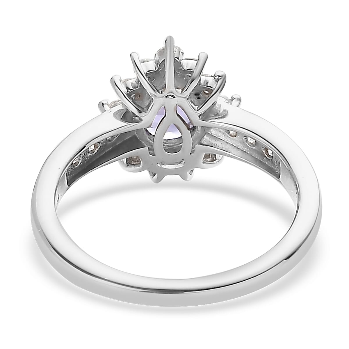 Tanzanite and Moissanite Sunburst Ring in Platinum Over Sterling Silver (Size 7.0) 1.15 ctw image number 4
