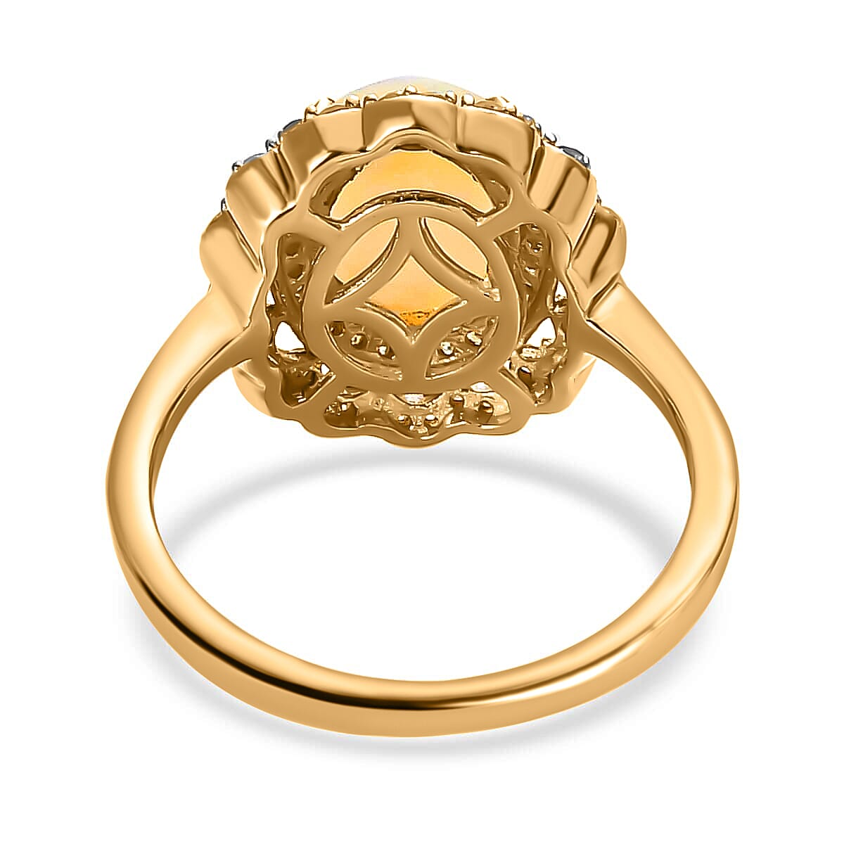 AAA Ethiopian Welo Opal, Natural Yellow and White Diamond (I3) Ring in Vermeil YG Over Sterling Silver 1.46 ctw (Size 10.0) 1.45 ctw image number 7