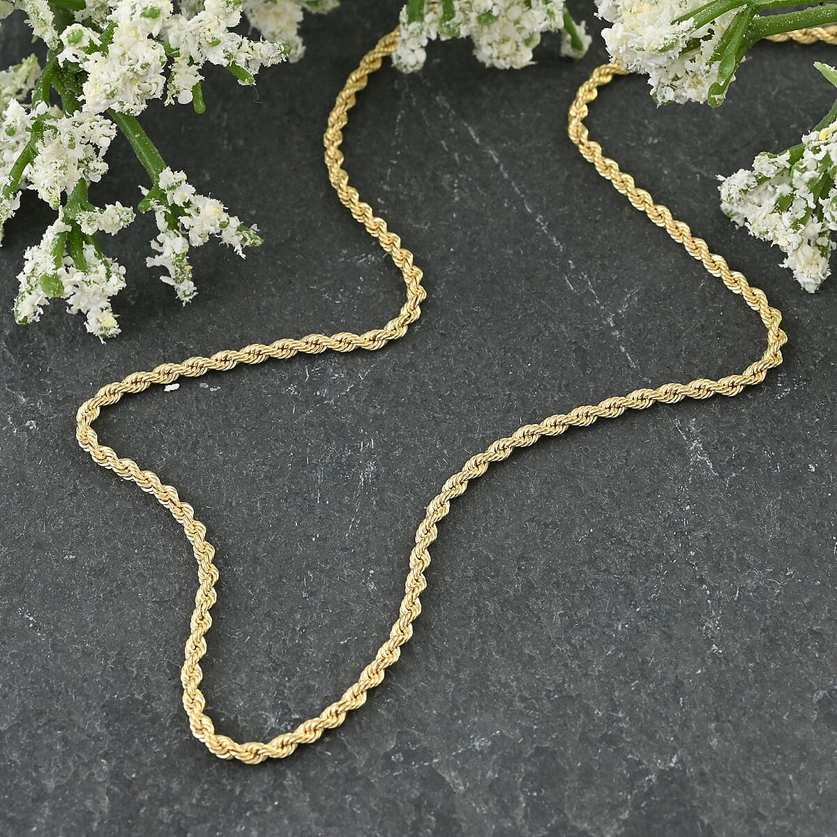 10K Yellow Gold 1.6mm Rope Chain Necklace 22 Inches 1.7 Grams image number 1