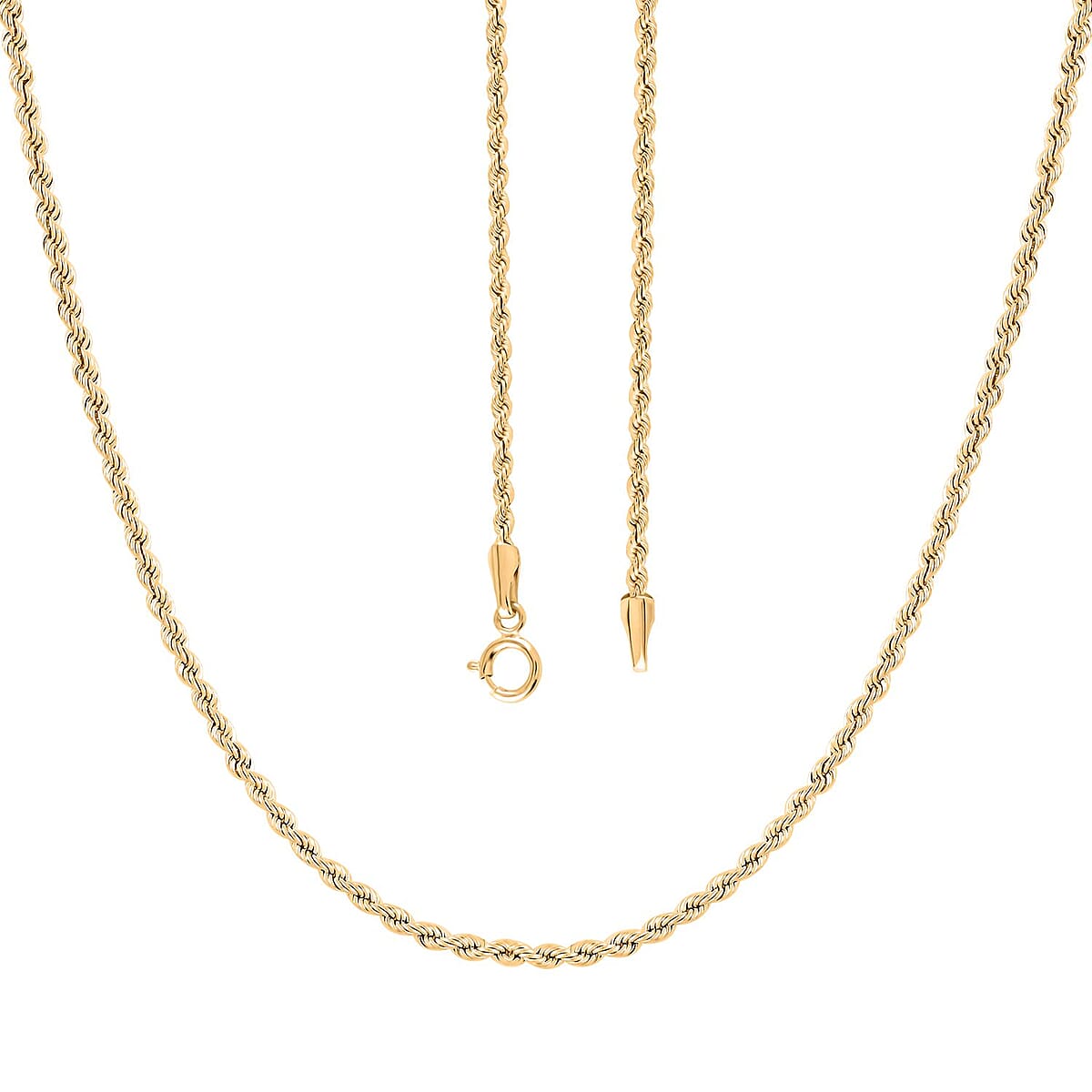 10K Yellow Gold 1.6mm Rope Chain Necklace 22 Inches 1.7 Grams image number 3