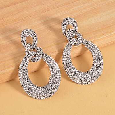 Austrian Crystal Earrings in Silvertone