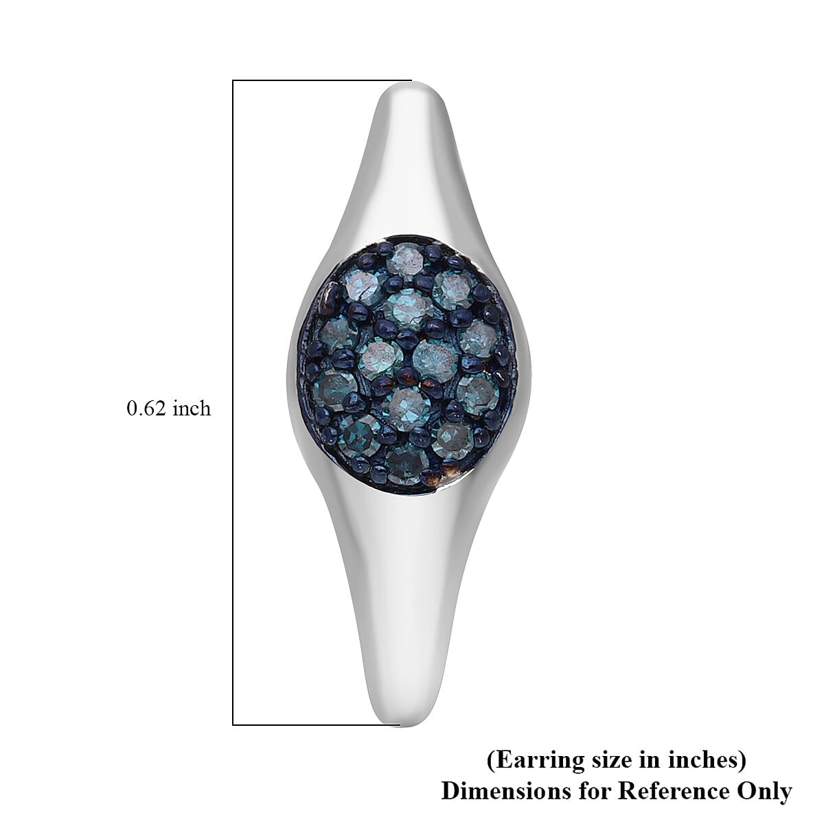 Blue Diamond J-Hoop Earrings in Platinum Over Sterling Silver 0.25 ctw image number 4