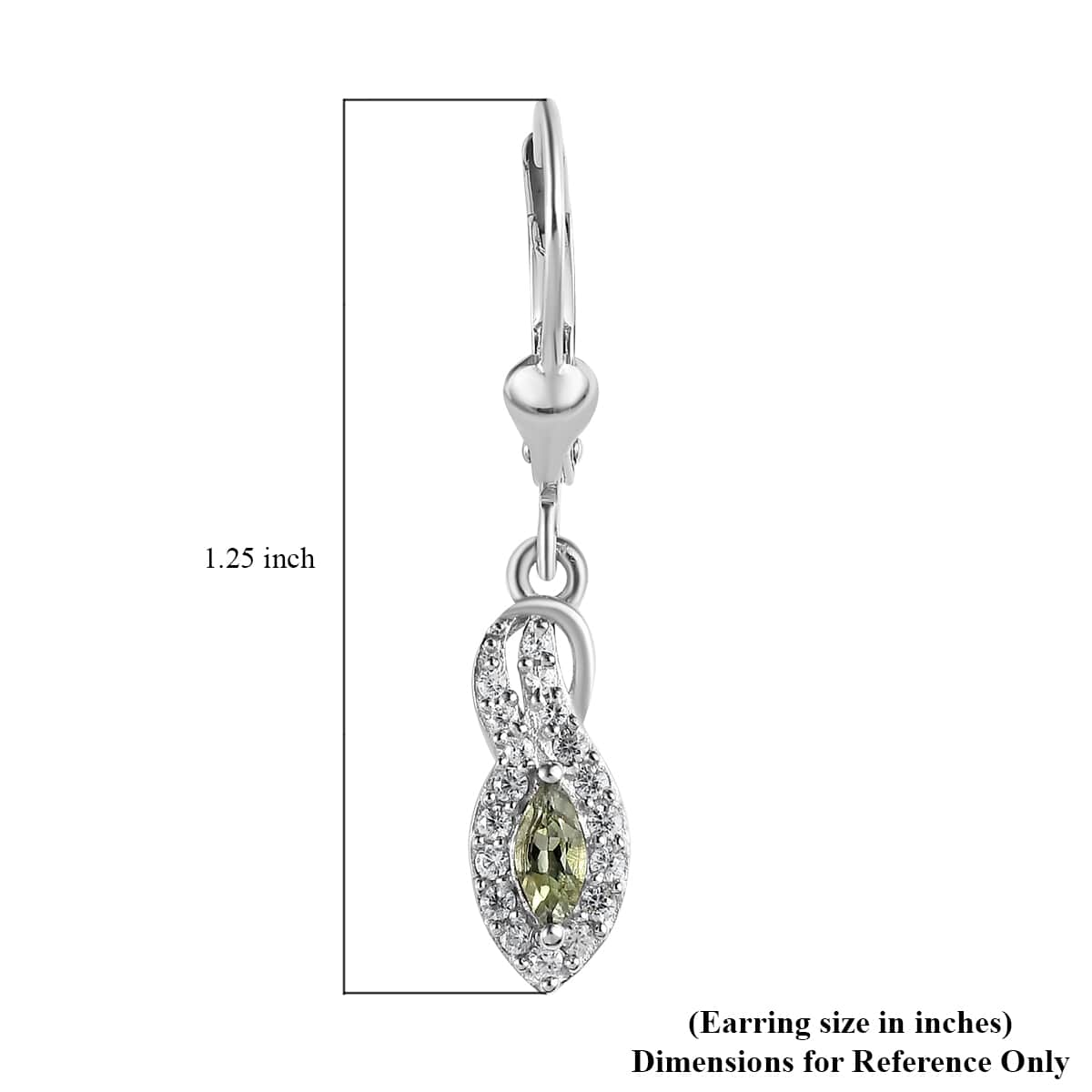 Green Tanzanite and White Zircon Dangling Earrings in Platinum Over Sterling Silver 0.65 ctw image number 4