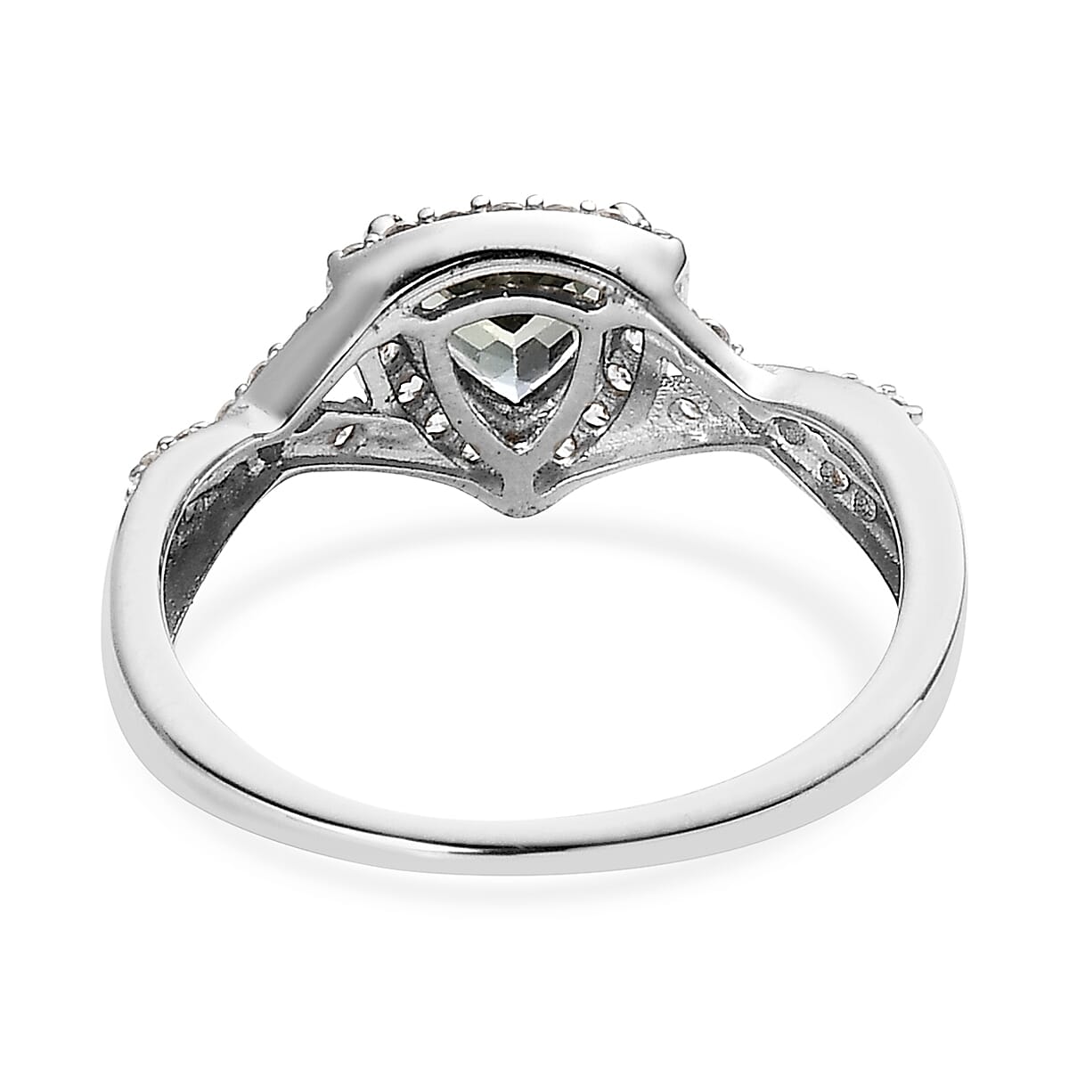 Green Tanzanite and White Zircon Infinity Halo Ring in Platinum Over Sterling Silver (Size 6.0) 1.00 ctw
