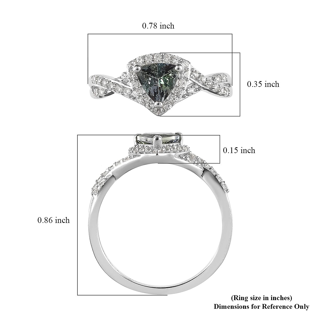 Green Tanzanite and White Zircon Infinity Halo Ring in Platinum Over Sterling Silver (Size 8.0) 1.00 ctw image number 5